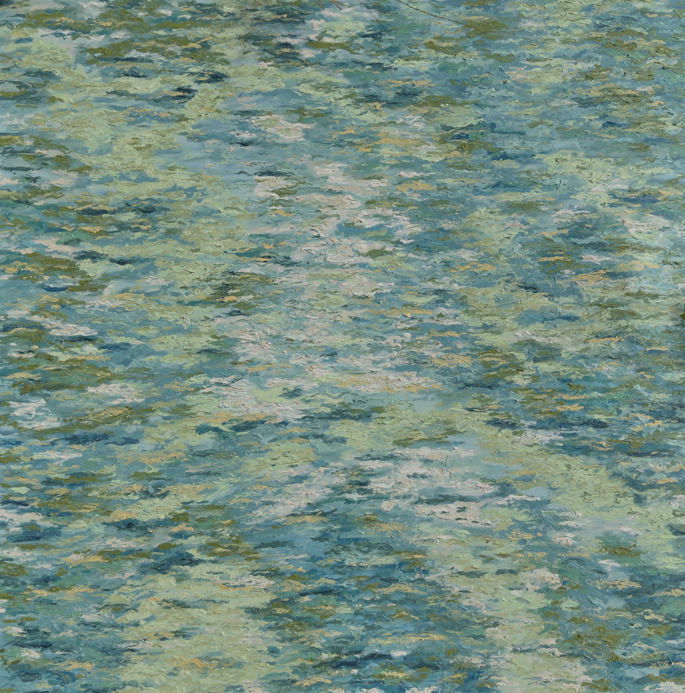 Submerged Memories, oil on canvas, textured oil painting by Brazilian artist Loris Assis