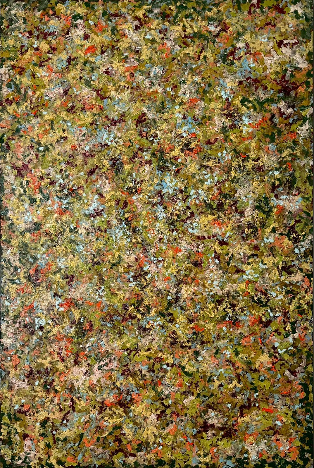 Blooming in Autumn, oil on canvas, textured oil painting by Brazilian artist Loris Assis