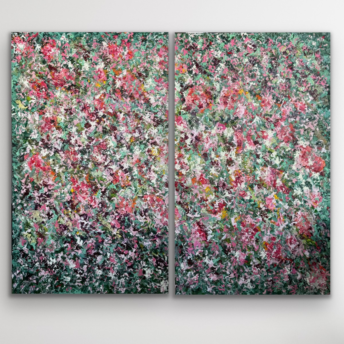 Blooming in Spring, oil on canvas, textured oil painting by Brazilian artist Loris Assis